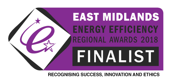 Finalist Badge for East Midlands Energy Efficiency Regional Awards 2018